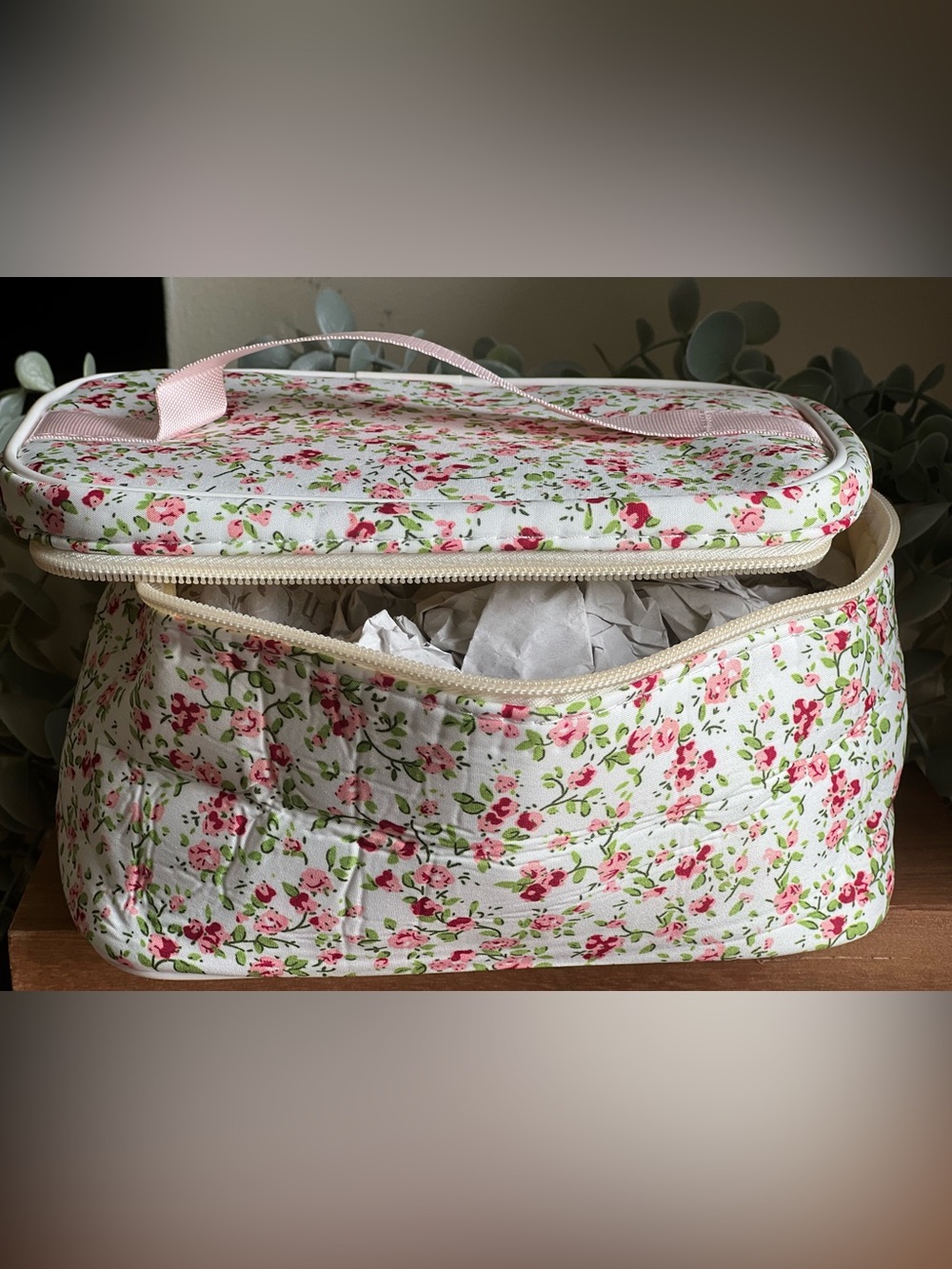 Floral Pink Cosmetic Travel Cosmetic Bag